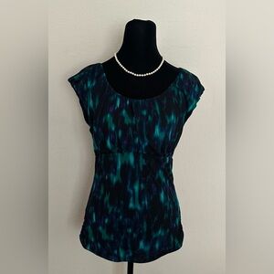 Kenneth Cole New York Teal and Black Blouse